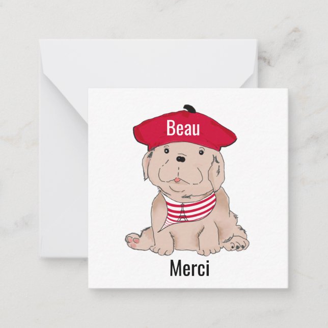 Beau Merci Note Cards 2.5x2.5 Anteckningskort (Framsida)