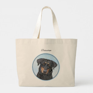 Beauceron Black and Tan Målning Fårhund Hund Konst Jumbo Tygkasse