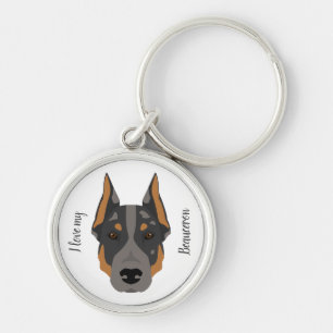 Beauceron. hund av korttradarshepherd för fransk rund silverfärgad nyckelring