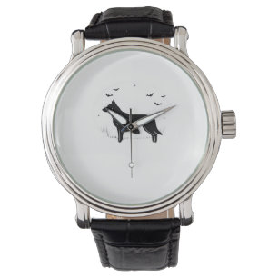 Beauceron Hund - Halloween Måne Silhouette Classic Armbandsur