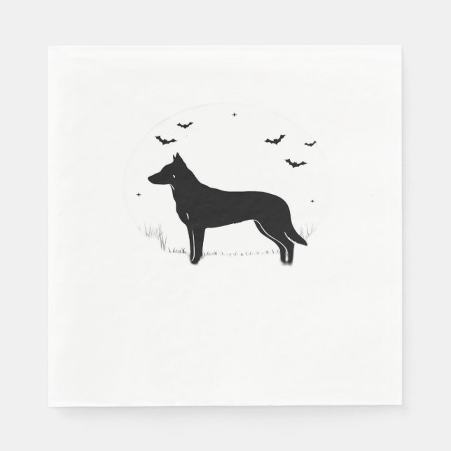 Beauceron Hund - Halloween Måne Silhouette Classic Pappersservett (Framsidan)