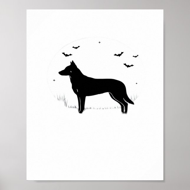 Beauceron Hund - Halloween Måne Silhouette Classic Poster (Framsidan)