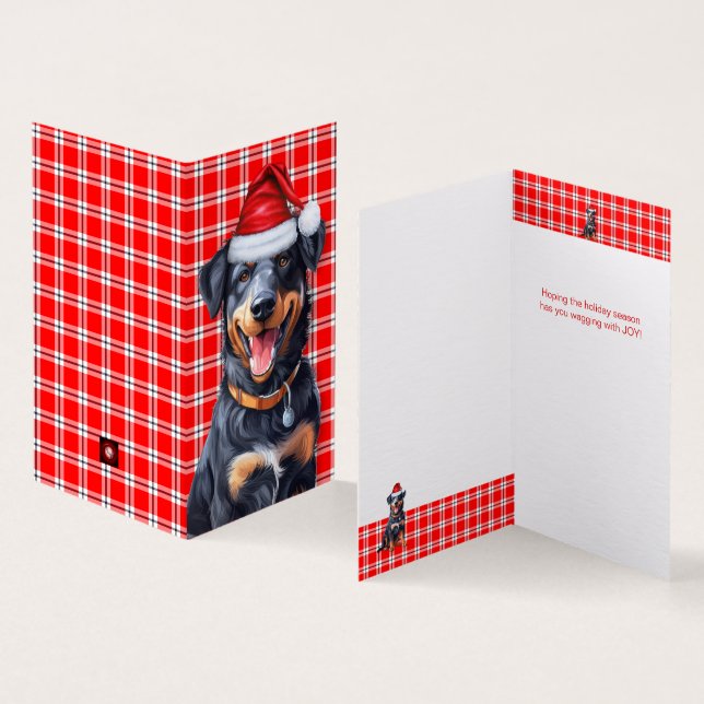 Beauceron Hund Red Pset-Helgdag Card Kort (In- och utsida)