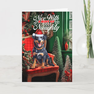 Beauceron jul Hund Naughty eller Nice Helgkort