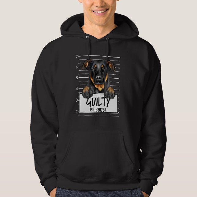 Beauceron Muggshot Skyldig Hund Hoodie (Framsida)