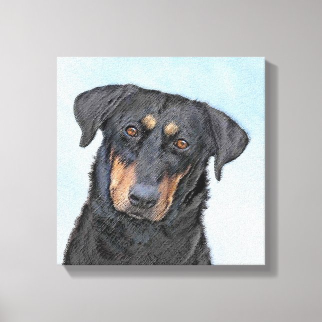 Beauceron Painting - Cute Original Hund Art Canvastryck (Framsida)