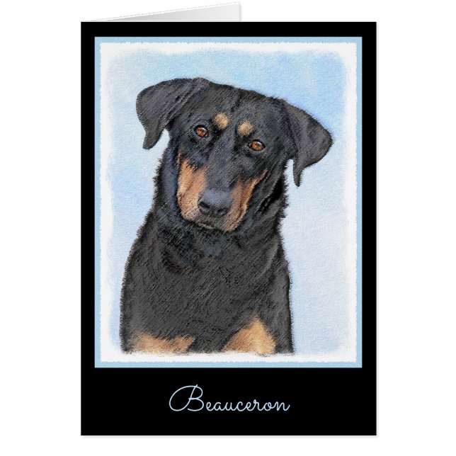 Beauceron Painting - Cute Original Hund Art Hälsningskort (Framsidan)