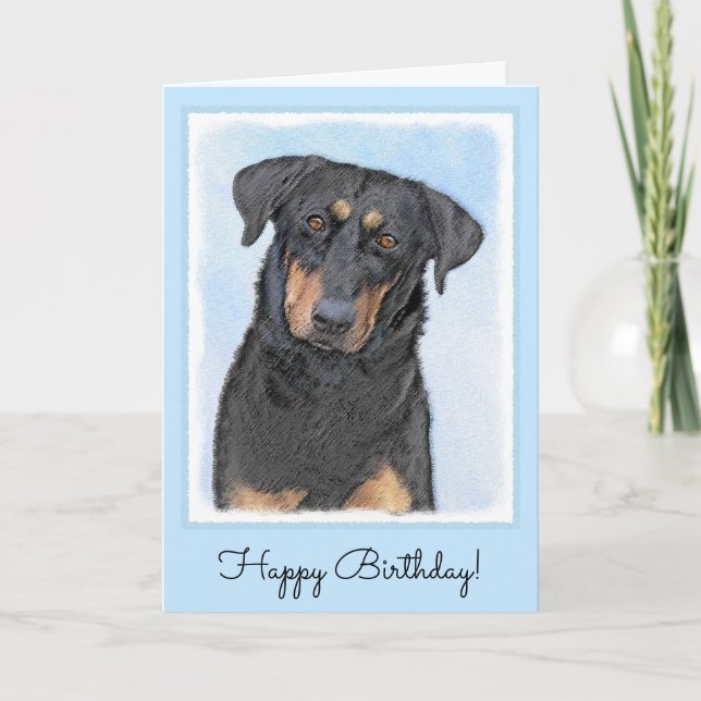 Beauceron Painting - Cute Original Hund Art Kort (Framsida)