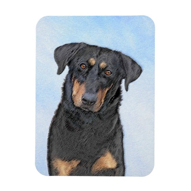 Beauceron Painting - Cute Original Hund Art Magnet (Vertikal)