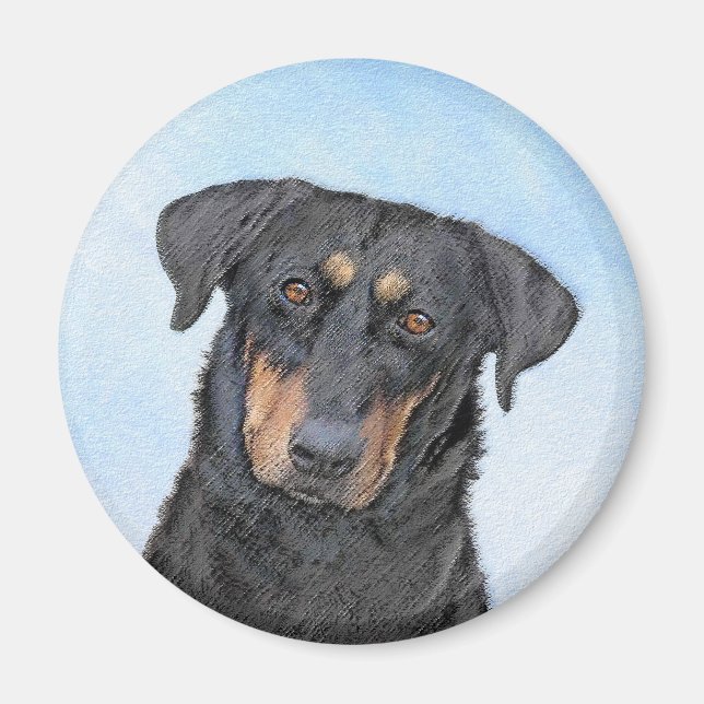 Beauceron Painting - Cute Original Hund Art Magnet (Framsidan)