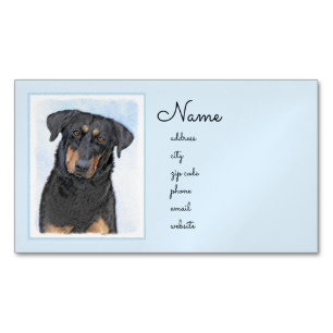 Beauceron Painting - Cute Original Hund Art Magnetiska Visitkort