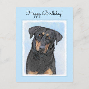 Beauceron Painting - Cute Original Hund Art Vykort