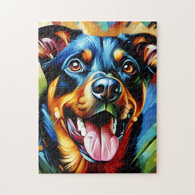 Beauceron Porträtt Acrylic Art Print Hund älskare Pussel (Vertikal)