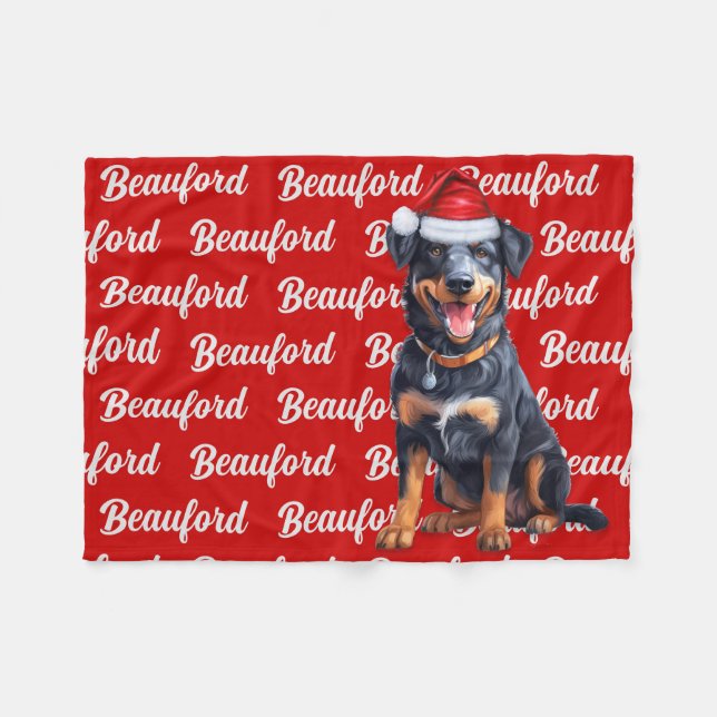 Beauceron Red med Namn jul Hund Fleecefilt (Framsidan (Horisontell))
