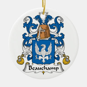Beauchamp familjvapensköld julgransprydnad keramik