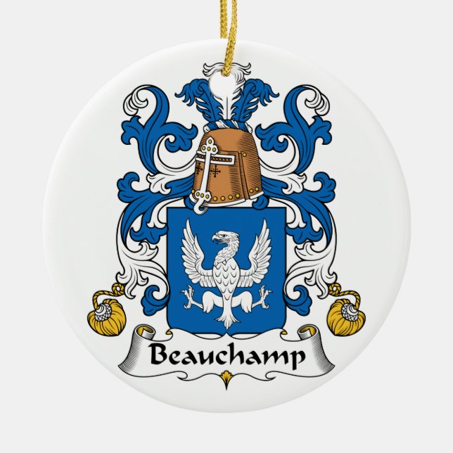 Beauchamp familjvapensköld julgransprydnad keramik (Framsidan)