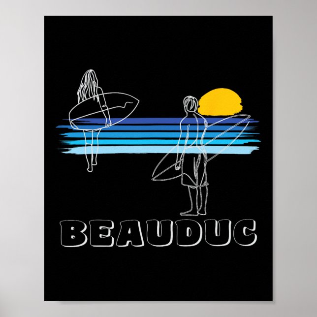 Beauduc Surfing Beach Surf Kille Tjej  Poster (Framsidan)