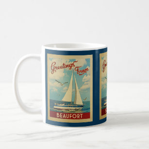 Beaufort Sailboat-Vintage resor North Carolina Kaffemugg