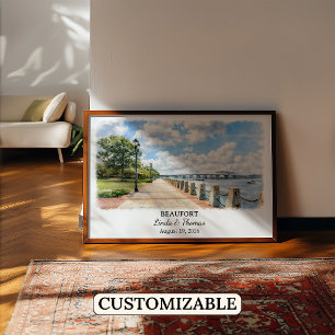 Beaufort South Carolina Affisch, Akvarell, Anpassa Poster