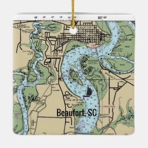 Beaufort South Carolina Chart Julgransprydnad Keramik