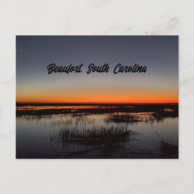 Beaufort South Carolina Lowcountry Vibrant Sunset Vykort (Framsida)