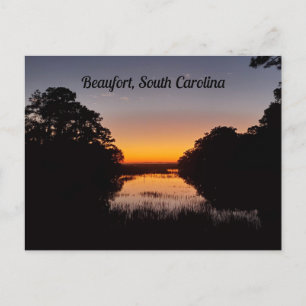 Beaufort South Carolina Marsh Sunset Över Vatten Vykort