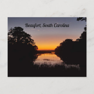 Beaufort South Carolina Marsh Sunset Över Vatten Vykort