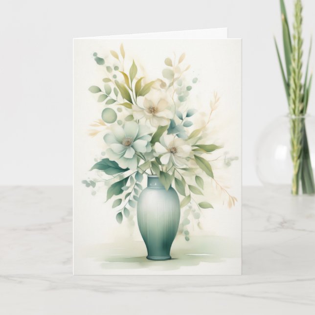 Beauftiful Flowers i Vas Hej Hälsning Kort (Framsida)