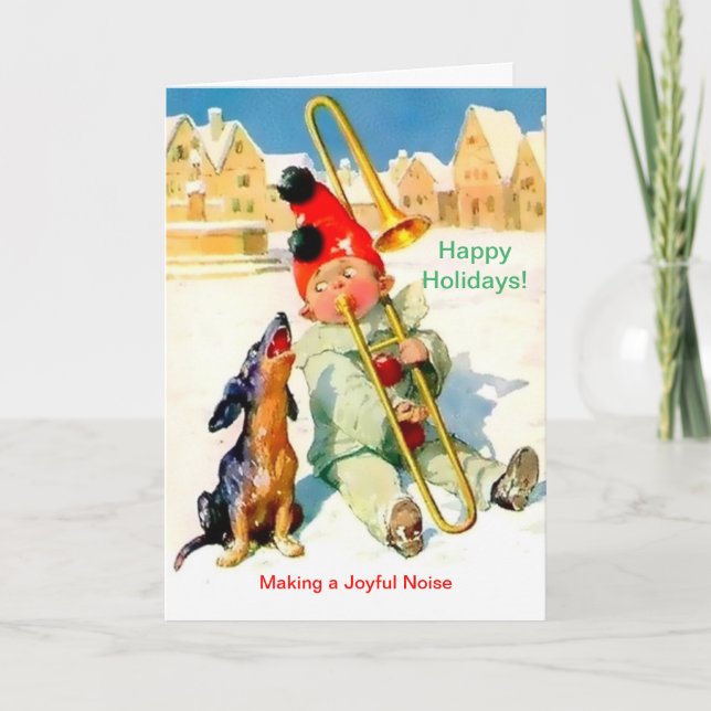Beauful Boy, Trombone & Dachshund-julkort Kort (Framsida)