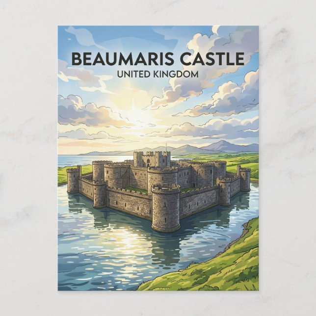 Beaumaris slott, Anglesey Storbritannien Vykort (Framsida)