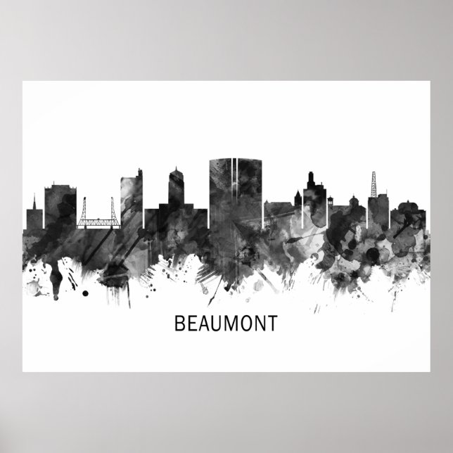 Beaumont Texas Skyline BW Poster (Framsidan)