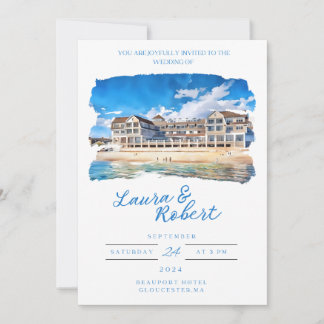 Beauport Hotel Massachusetts lokal akvarell  Inbjudningar