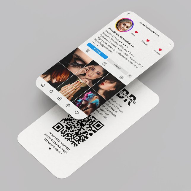 Beautician Beauty Salon Instagram White Modern Visitkort (Beautician Esthetician Aesthetic Beauty Salon Instagram White Modern Business Card
)