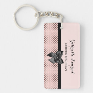 Beautician Chic Parisian Rosa Polka dots Black Bow