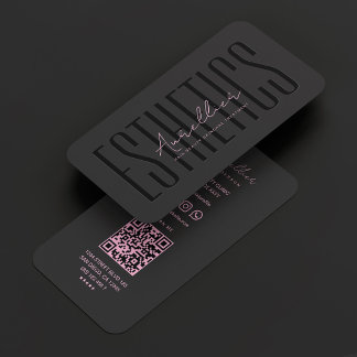 Beautician Esthetician Black Rosa Minimal Visitkort