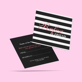 Beautician för snyggt Script Black & White Stipes Rabattkort