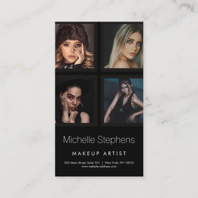 Beautician Hair and Makeup Artist Black Visitkort (Framsida)