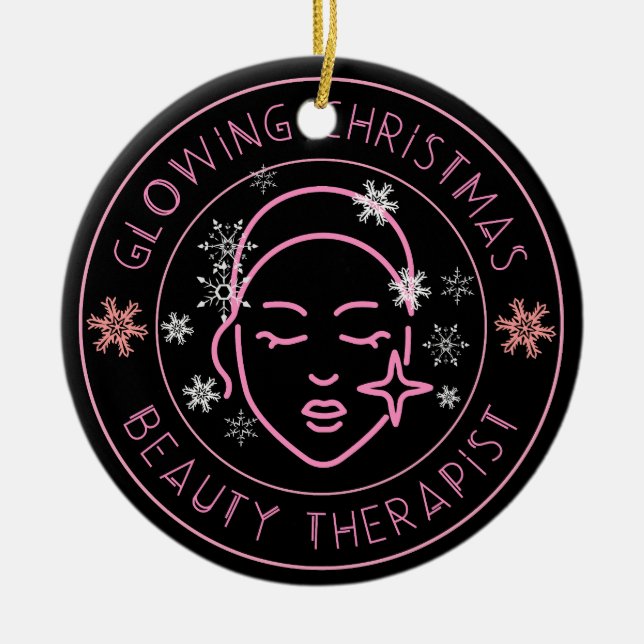Beautician jul Gift Beauty Salon Julgransprydnad Keramik (Framsidan)