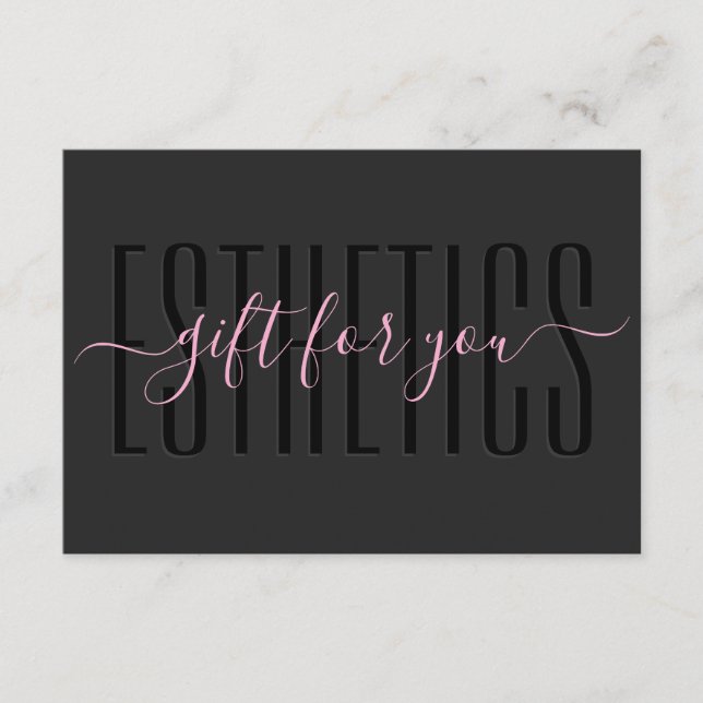 Beautician Pink Esthetics Black Gift Card (Framsida)