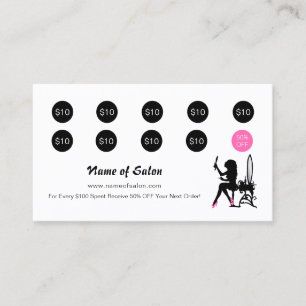 Beautician Rosa och svart Girly Girl Salon Loyalty Lojalitetskort