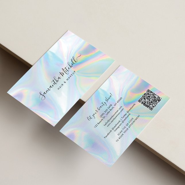 Beautician Salon Handmade gjord av Holografisk QR- Visitkort (Skapare uppladdad)
