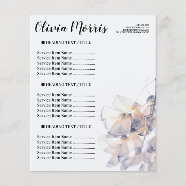 Beautician Services Flyer - bläckblommor (Framsidan)