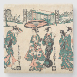 Beauties från Fukagawa. Triptych Underlägg Sten