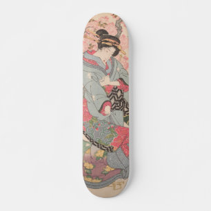 Beauties under Cherry Blommars Vintage Ukiyo-e Mini Skateboard Bräda 18,5 Cm