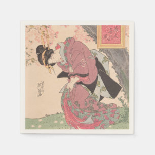 Beauties under Cherry Blommars Vintage Ukiyo-e Pappersservett
