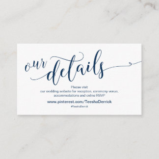 Beautifu Navy Blue, Bröllop webbplatsinformation Tilläggskort