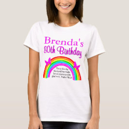 BEAUTIFUL 80 BIRTHDAY RAINBOW DESIGN T-SHIRT