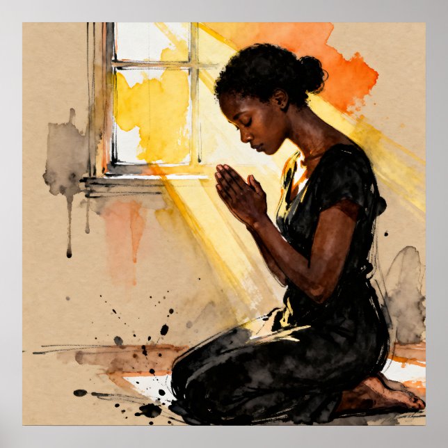 Beautiful Abstract African=American Woman Praying Poster (Framsidan)