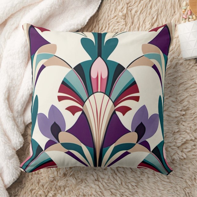 Beautiful Abstract Floral Art Deco (2) Kudde (Filt)