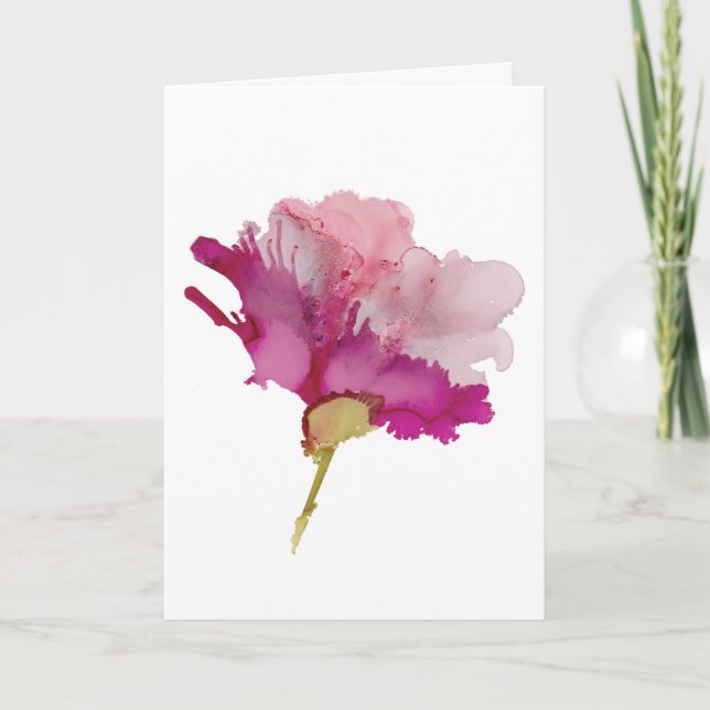 Beautiful Abstract Pink Floral Greeting Card Kort (Framsida)